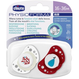 Chicco Succhietto Air Rosso Lumi Silicone 16-36M 2Pz