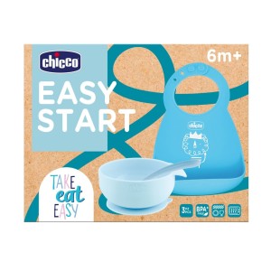 Chicco Set Pappa Silicone 6M+ Azzurro