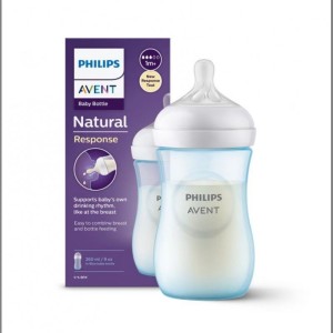 Avent Biberon Natural 3.0 Plastica Blu 260Ml 1M+ 3 Gocce