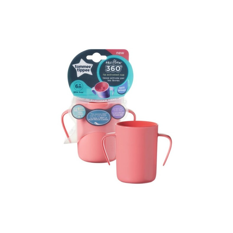 Tommee Tippee Tazza Con Maniglie 360 Easyflow 6M+ Rosa