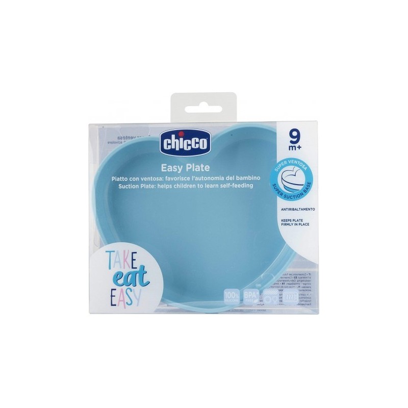 Chicco Piatto Cuore C/Ventosa Silicone Blu