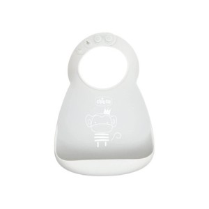 Chicco Bavaglino Silicone Con Tasca Grigio