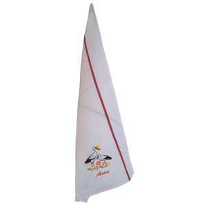 Strofinaccio a nido d'ape Broderie Alsace Blanc/Rouge 70 X 50