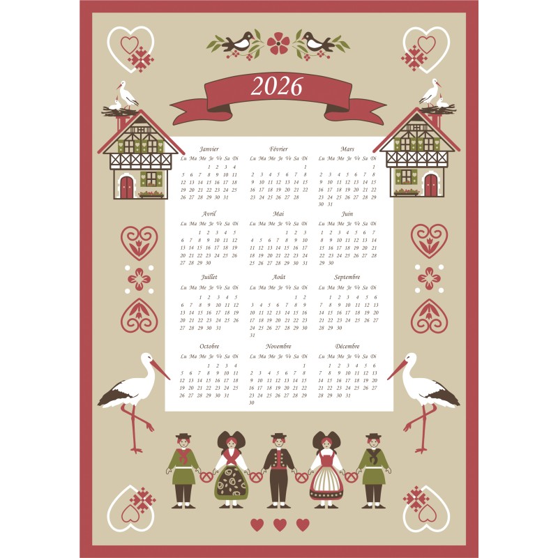 Strofinaccio Calendario 2026 Hisla Blanc 50 X 70