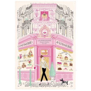 Strofinaccio stampato Façade patisserie Écru 48 X 72