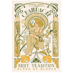 Strofinaccio Champagne Art Nouveau Écru 48 X 72