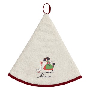 Asciugamano rotondo ricamato Alsacienne Oie Rouge Diameter 60