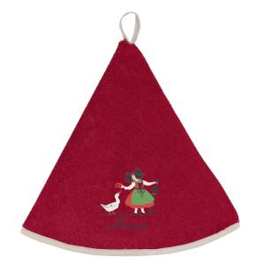 Asciugamano rotondo ricamato Alsacienne Oie Rouge Diameter 60